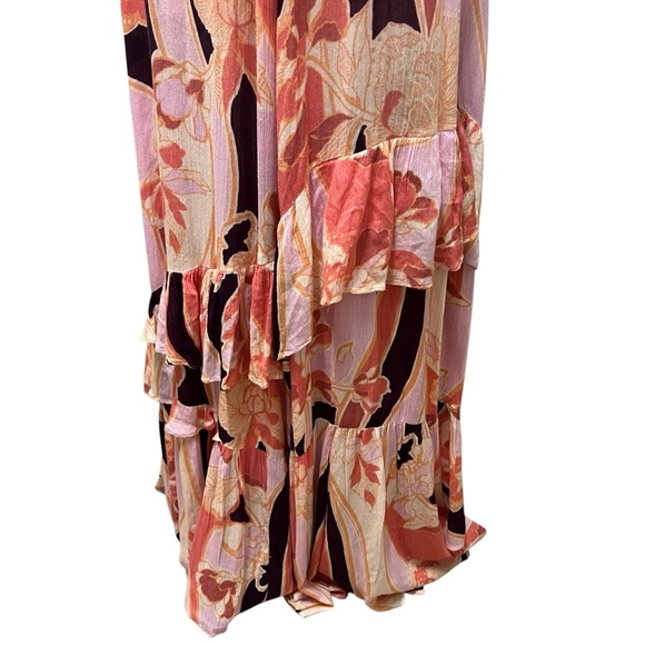 Free People Pink Bring Back The Summer Asymmetric Ruffle Maxi Skirt Size 10 NWT - Picture 16 of 16